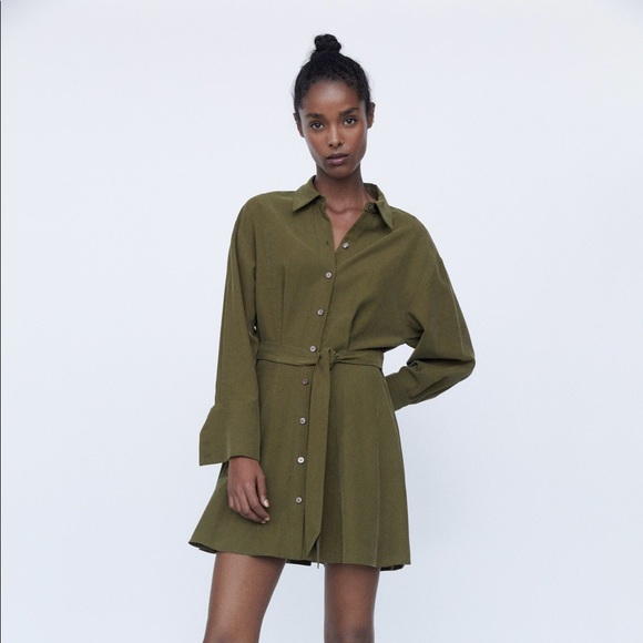 zara khaki shirt dress The viral Zara shirt dresses have had an autumn update
